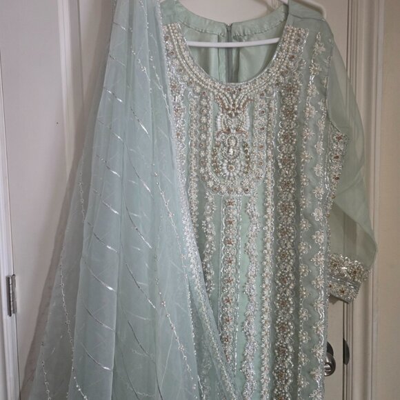 Embroidered Mint Green Formal Suit – Worn Once - Picture 1 of 7